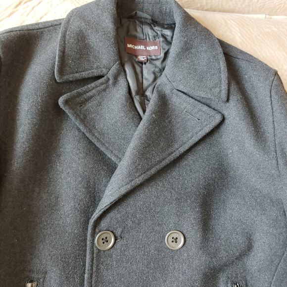 Michael Kors Coat Double Breasted Zip Pockets Women’s Size M Wool Blend Gray - Picture 1 of 16